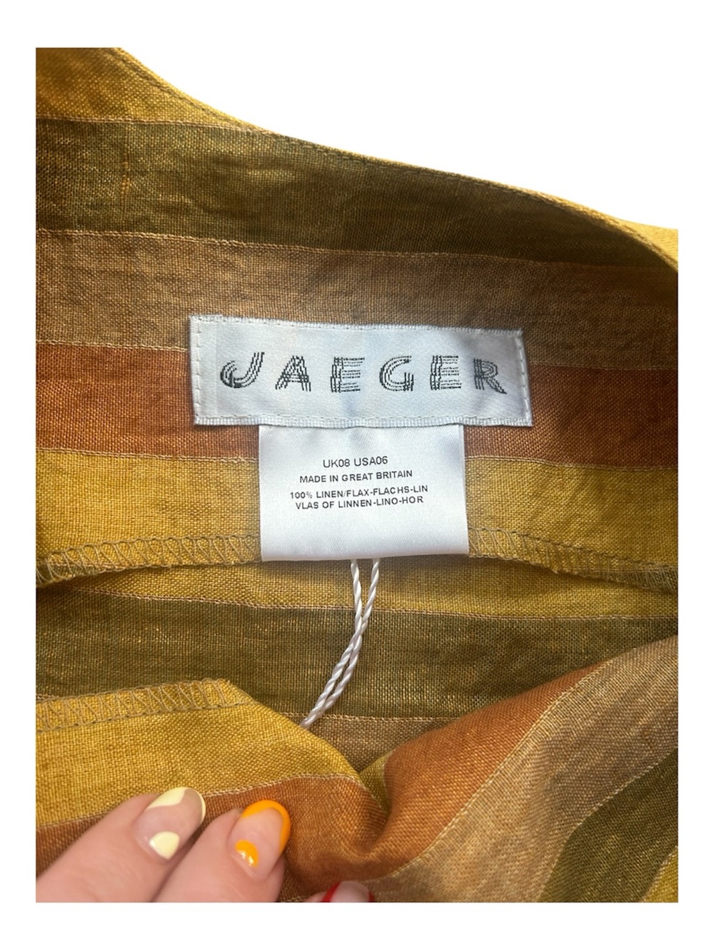 Vintage Jaeger Made in Great Britain 100% Linen Crop Top Maxi Skirt Set - Picture 6 of 6
